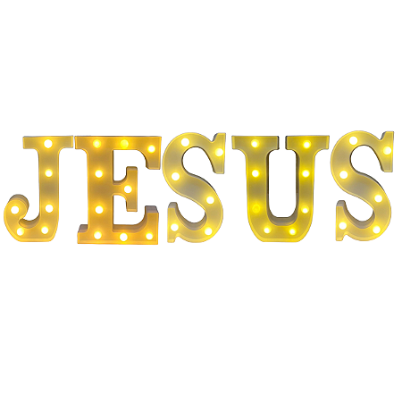 Kit Letras De Led Jesus 22CM Plástico Branco Decoração