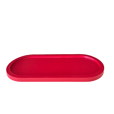 Bandeja Bahamas Oval Vermelho Fosco Decoração MDF