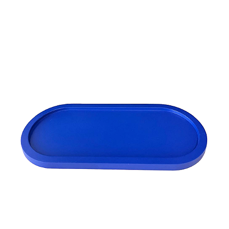 Bandeja Bahamas Oval Azul Marinho Fosco Decoração MDF