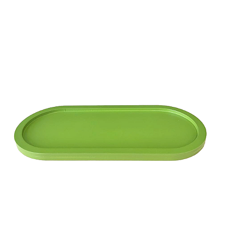 Bandeja Bahamas Oval Verde Limão Fosco Decoração MDF