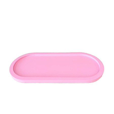 Bandeja Bahamas Oval Rosa Fosco Decoração MDF Festas