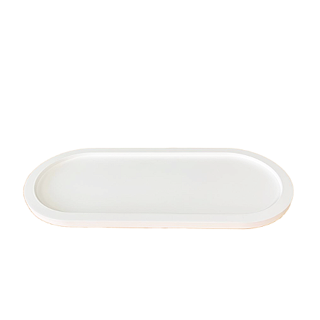 Bandeja Bahamas Oval Branco Fosco Decoração MDF