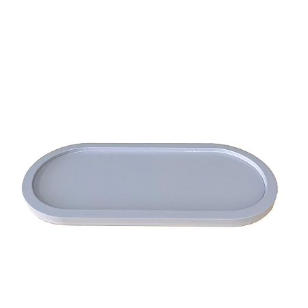 Bandeja Bahamas Oval Cinza Fosco Decoração MDF