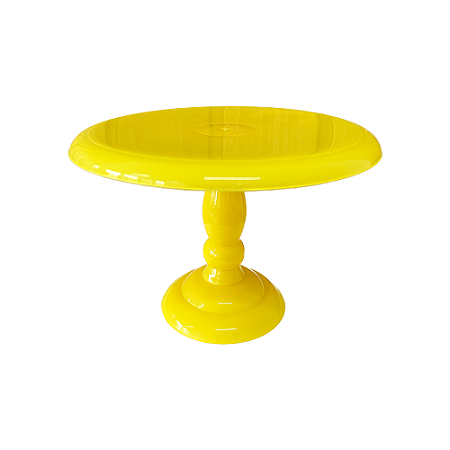 Prato Torneado Plástico Amarelo Decorativo Mesa De Festa