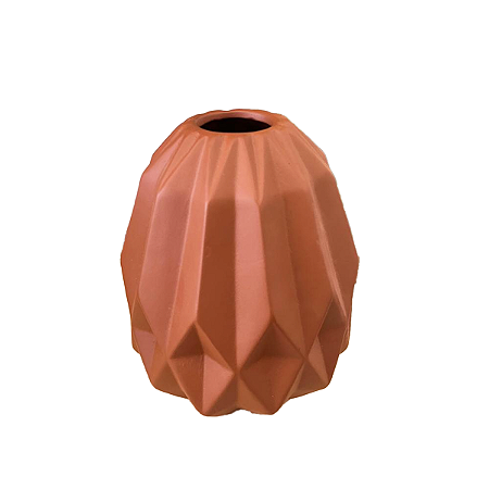 Vaso Geométrico Médio Terracota Fosco Decorativo Flores