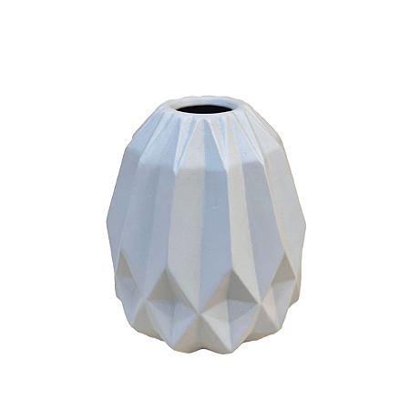 Vaso Geométrico Médio Cinza Fosco Decorativo Flores