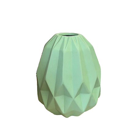 Vaso Geométrico Médio Verde Bebê Fosco Cerâmica Decoração