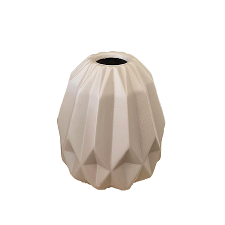 Vaso Geométrico Médio Nude Fosco Cerâmica Decoração