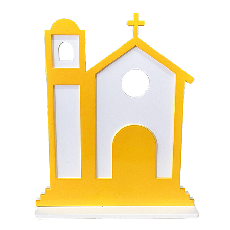 Igreja Festa Junina Branco Detalhe Amarelo Decoração Festas