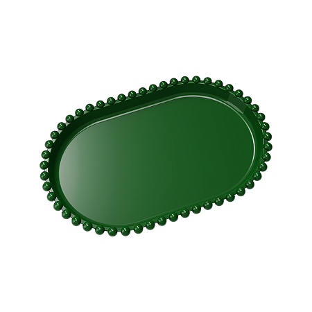 Bandeja Oval Bolinha Plástico Verde Decoração Festas