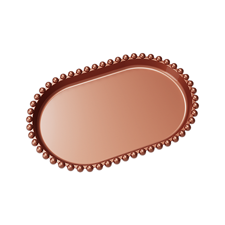 Bandeja Oval Bolinha Plástico Rose Gold Decoração Festas
