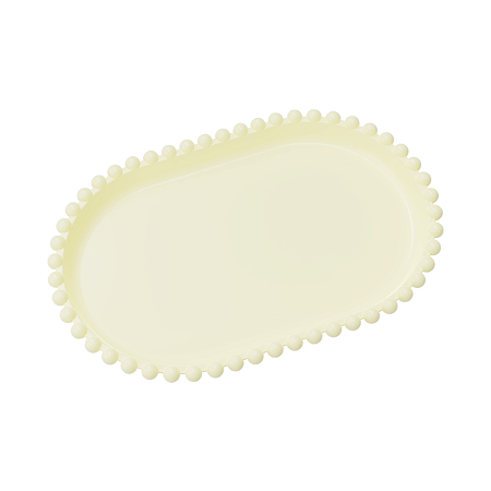 Bandeja Oval Bolinha Plástico Amarelo Candy Decoração Festas