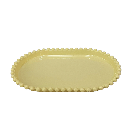Bandeja Oval Bolinha Plástico Amarelo Candy Decoração Festas