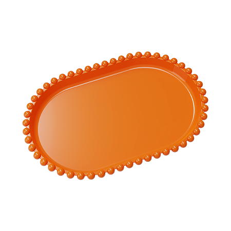 Bandeja Oval Bolinha Plástico Laranja Decoração Festas