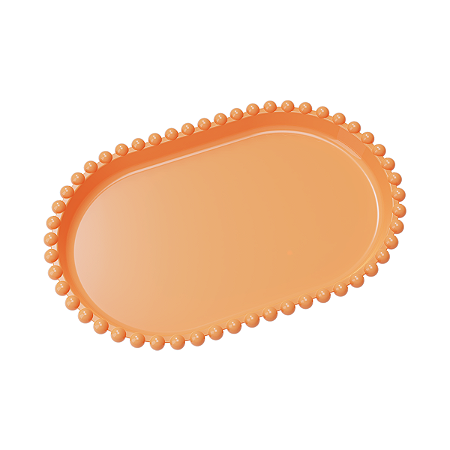 Bandeja Oval Bolinha Plástico Papaya Decoração Festas