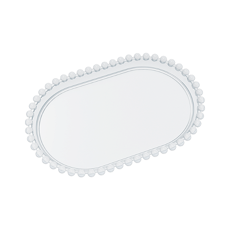 Bandeja Oval Bolinha Plástico Transparente Decoração Festas