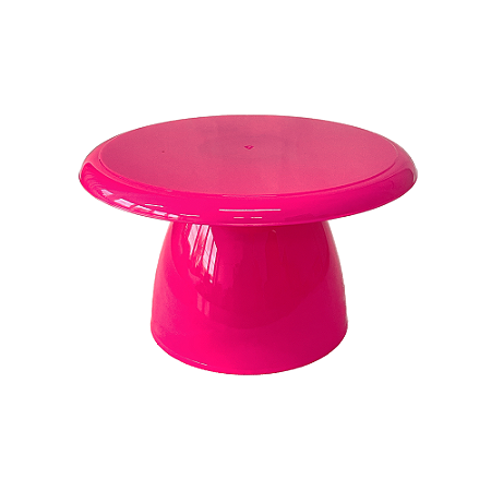 Boleira Cogumelo Plástico Pink Prato Decorativo Mesa Festa