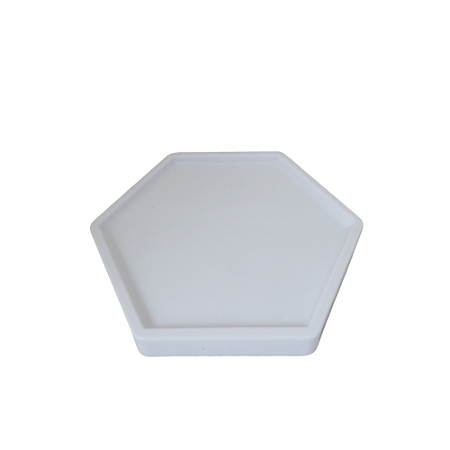 Bandeja Sextavada Dubai Plástica Branco Grande Decorativa