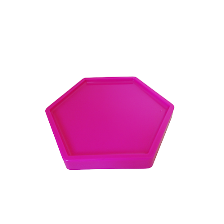 Bandeja Sextavada Dubai Plástica Neon Pink Grande Decorativa