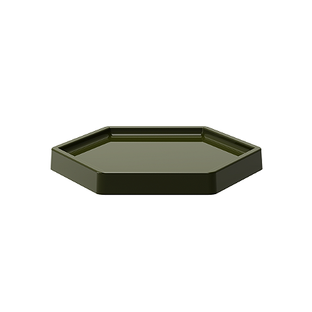 Bandeja Sextavada Dubai Plástica Verde Eucalipto Grande 18cm