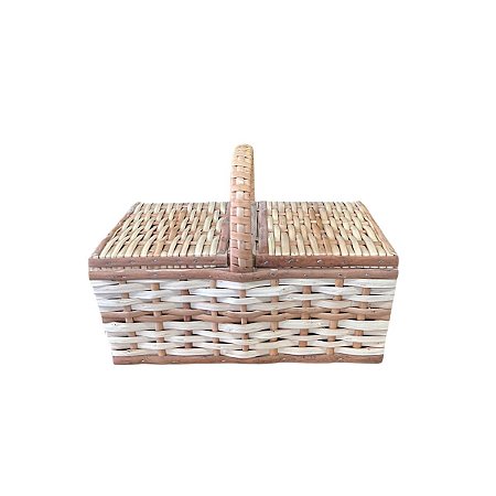 Cesta Picnic de Vime Pequena Enfeite Decorativa Festas