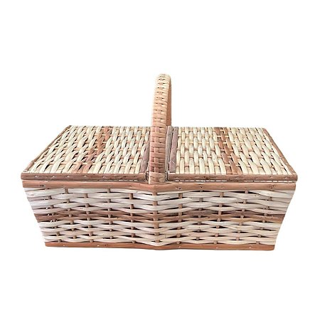 Cesta Picnic de Vime Grande Enfeite Decorativa Festas