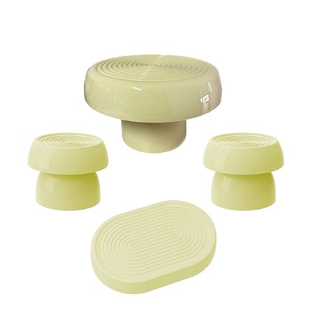 Kit Alegra Amarelo Candy Decoração Festas Boleira Bandejas