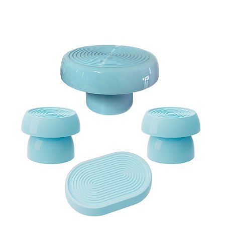 Kit Alegra Azul Candy Decoração Festas Boleira Bandejas