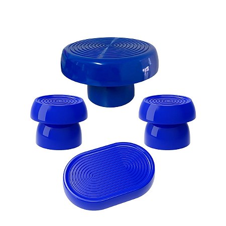 Kit Alegra Azul Turquesa Decoração Festas Boleira Bandejas