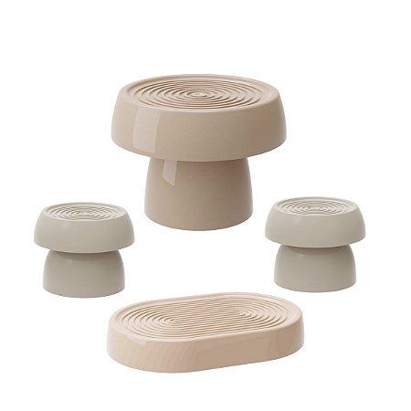 Kit Alegra Bege Decoração Festas Boleira Bandejas