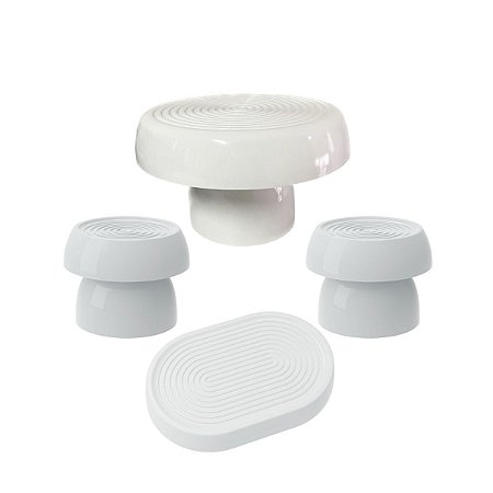 Kit Alegra Branco Decoração Festas Boleira Bandejas