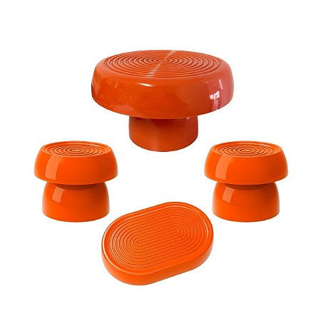 Kit Alegra Laranja Decoração Festas Boleira Bandejas