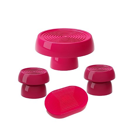 Kit Alegra Magenta Decoração Festas Boleira Bandejas