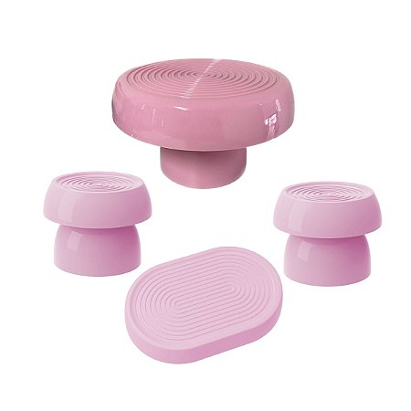 Kit Alegra Rosa Candy Decoração Festas Boleira Bandejas