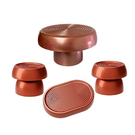 Kit Alegra Rose Gold Decoração Festas Boleira Bandeja