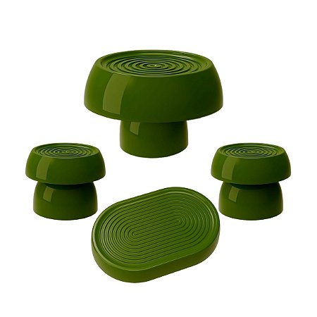 Kit Alegra Verde Oliva Decoração Festas Boleira Bandejas