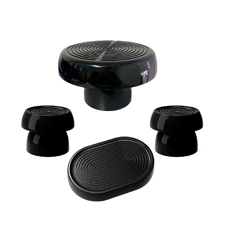 Kit Alegra Preto Decoração Festas Boleira Bandejas Plástico