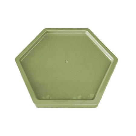 Bandeja Sextavada Plastico Grande Verde Eucalipto Decorações