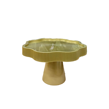 Boleira Flor Plástico Cone Dourado Decoração Festas