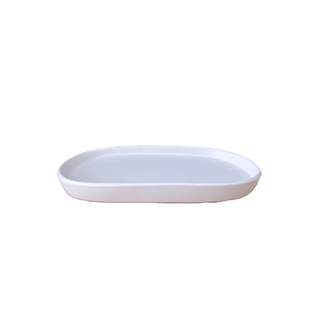 Bandeja Chicago Oval Off White Fosco Decoração Cerâmica