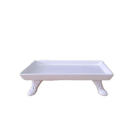 Mini Bandeja Chicago Retangular Com Pé Off White Fosco