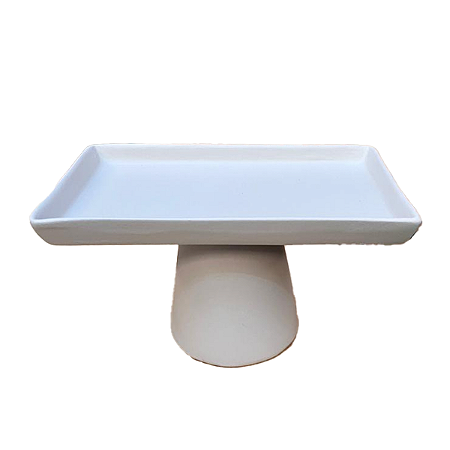 Mini Prato Chicago Retangular Pé Redondo Off White Decoração