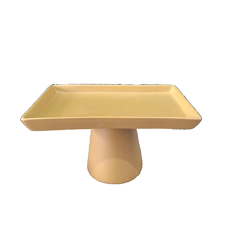 Mini Prato Chicago Retangular Pé Redondo Doce De Leite