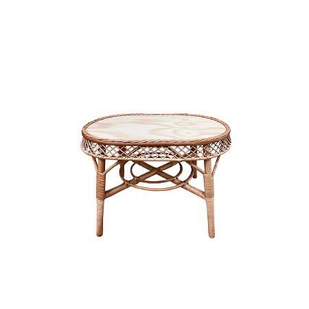 MESA DE VIME BORDA TRABALHADA OVAL PEQUENA SEM VERNIZ