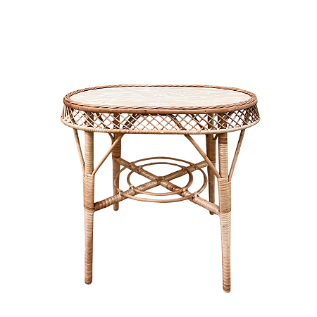 MESA DE VIME BORDA TRABALHADA OVAL MEDIA SEM VERNIZ