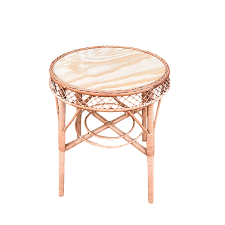 MESA DE VIME BORDA TRABALHADA REDONDA ALTA MEDIA SEM VERNIZ