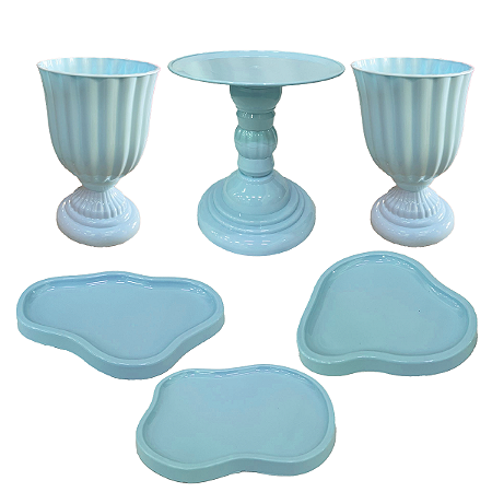 Kit Dubai Orgânico Azul Candy Para Mesas Festas Peças Variadas