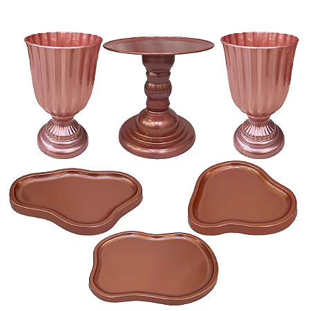 Kit Dubai Orgânico Rose Gold Para Mesas Festas Peças Variadas