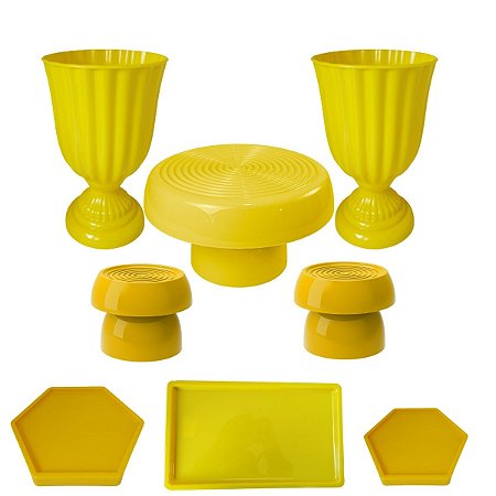 Kit Festa Dubai Amarelo Para Mesas Festas Peças Variadas