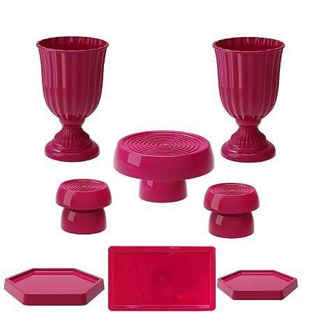 Kit Festa Dubai Magenta Para Mesas Festas Peças Variadas